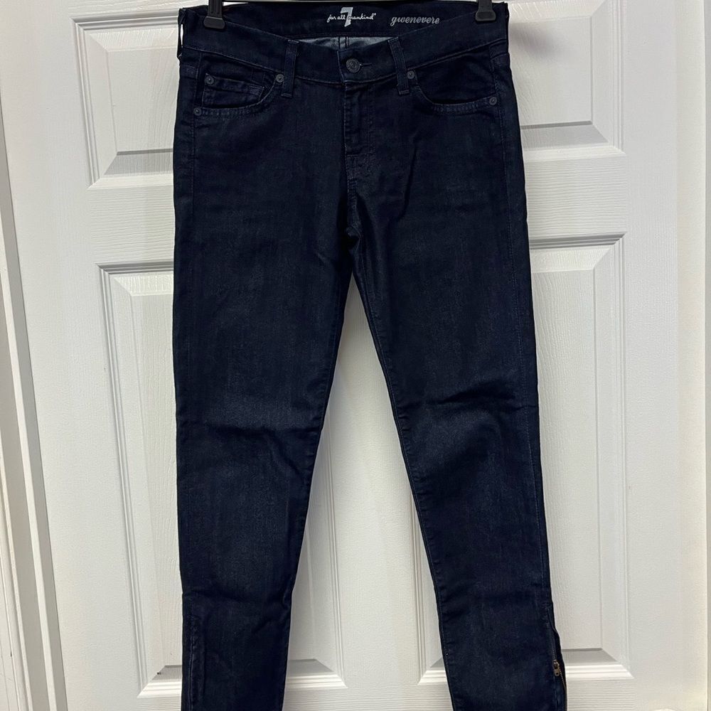 7 For All Mankind Gwenevere Dark Wash Ankle Zip Jeans sz 26 EUC